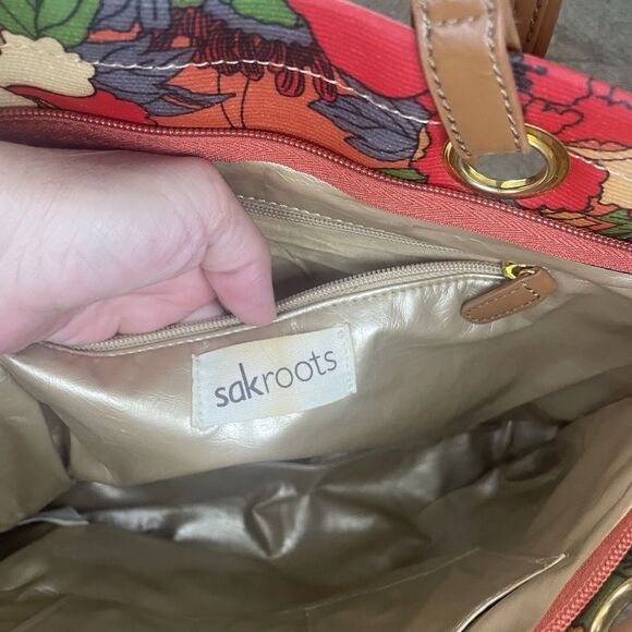 Sakroots Flower Power Article Circle Shoulder Bag Tote Bag Leather Strap - Picture 10 of 11